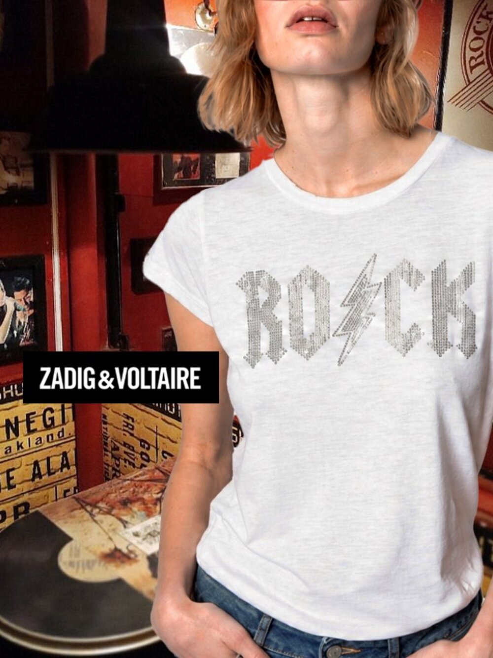 Skinny Rock Flash Strass T-shirt